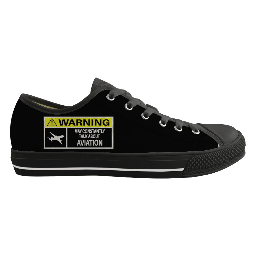 Warning May Constantly Talk About Aviation Designed Canvas Shoes (Men)