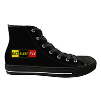 Thumbnail for Eat Sleep Fly (Colourful) Designed Long Canvas Shoes (Women)