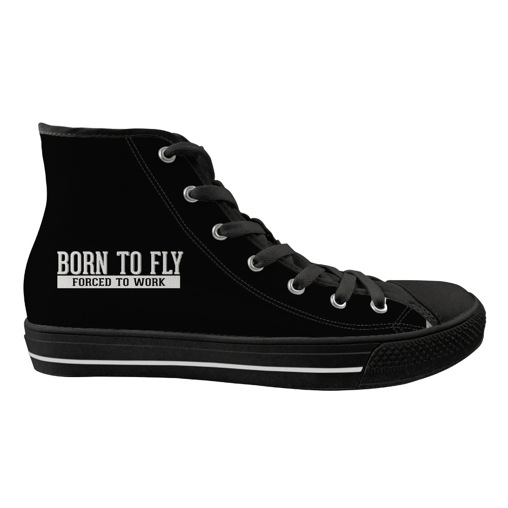 Born To Fly Forced To Work Designed Long Canvas Shoes (Women)