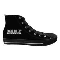 Thumbnail for Born To Fly Forced To Work Designed Long Canvas Shoes (Women)