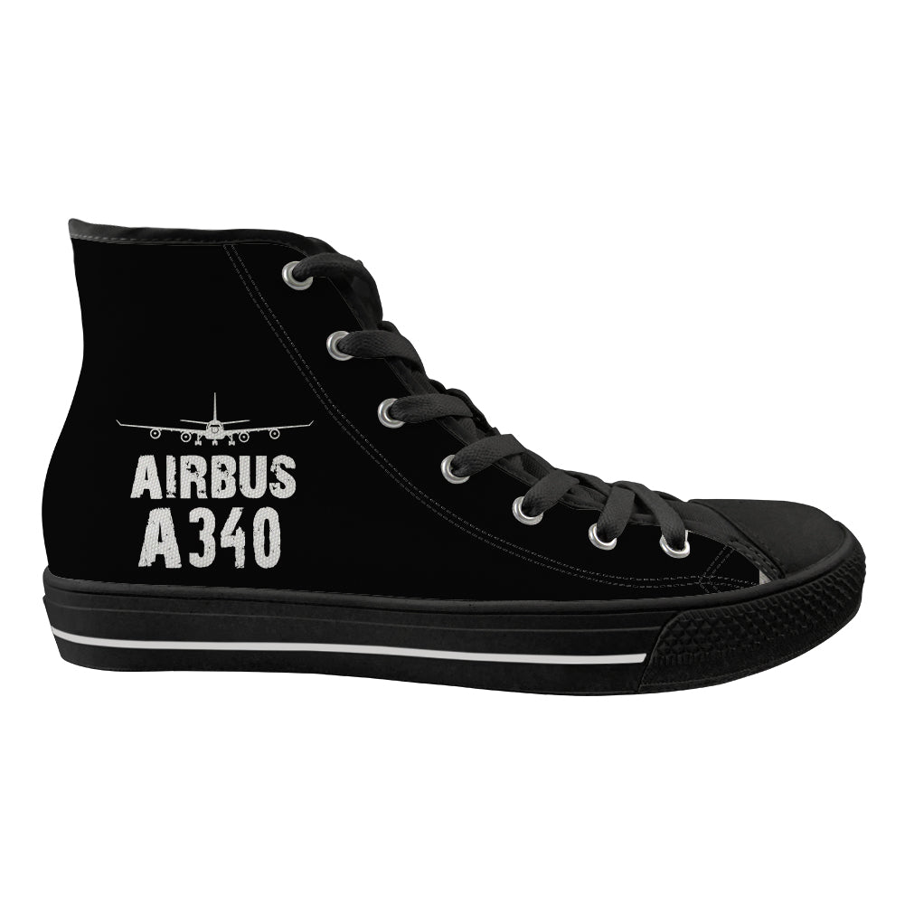 Airbus A340 & Plane Designed Long Canvas Shoes (Men)