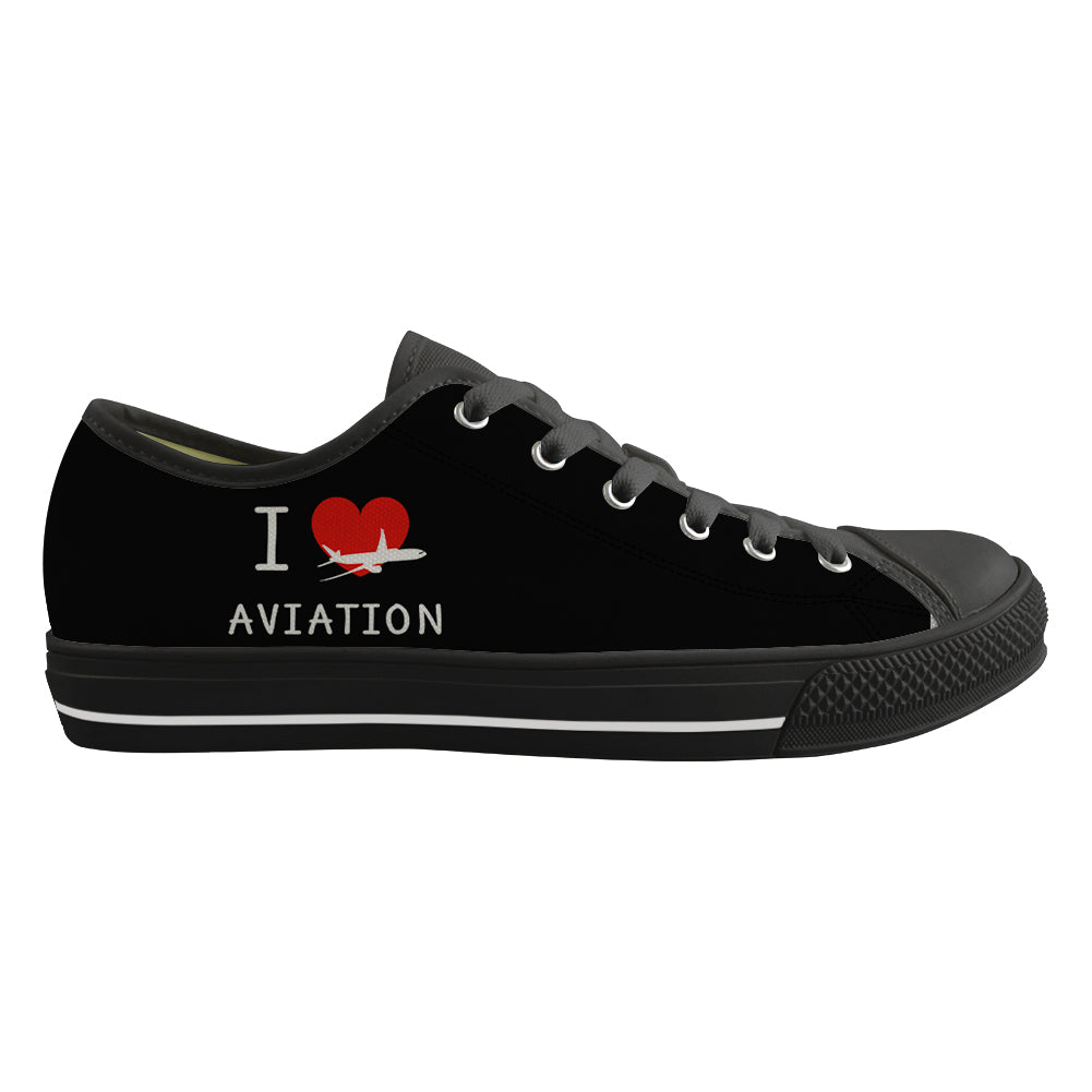 I Love Aviation Designed Canvas Shoes (Men)