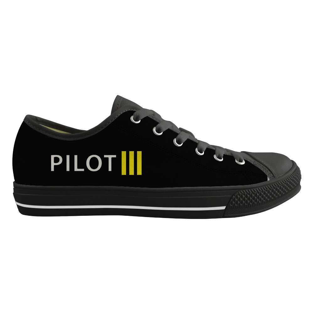 Pilot & Stripes (3 Lines) Designed Canvas Shoes (Men)