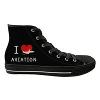 Thumbnail for I Love Aviation Designed Long Canvas Shoes (Women)