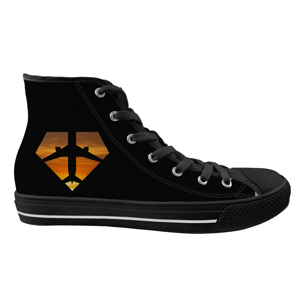 Supermen of The Skies (Sunset) Designed Long Canvas Shoes (Women)