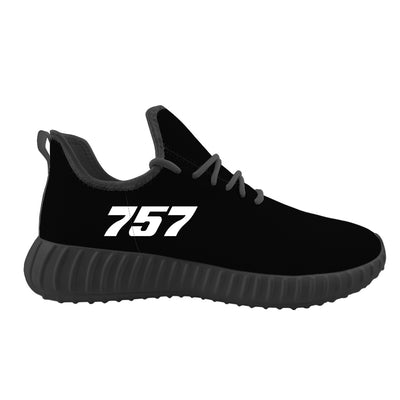 Boeing 757 Flat Text Sport Sneakers & Shoes (MEN) aviation design on breathable mesh with cushioned sole men's sport sneakers.