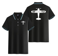 Thumbnail for Eat Sleep Fly & Propeller Designed Stylish Polo T-Shirts (Double-Side)
