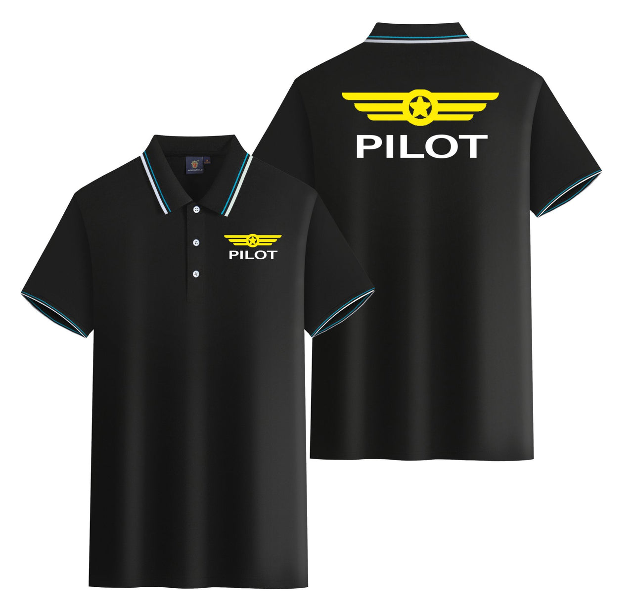 Pilot & Badge Designed Stylish Polo T-Shirts (Double-Side)