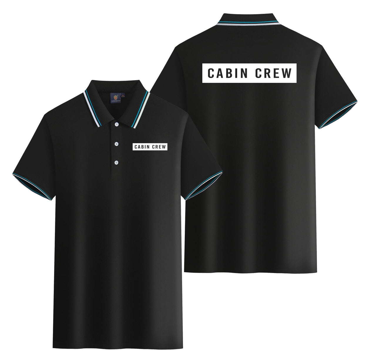 Cabin Crew Text Designed Stylish Polo T-Shirts (Double-Side)