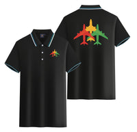 Thumbnail for Colourful 3 Airplanes Designed Stylish Polo T-Shirts (Double-Side)