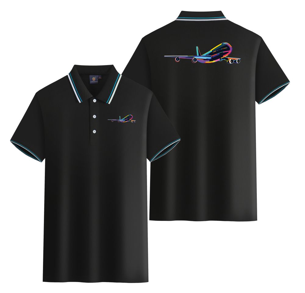 Multicolor Airplane Designed Stylish Polo T-Shirts (Double-Side)