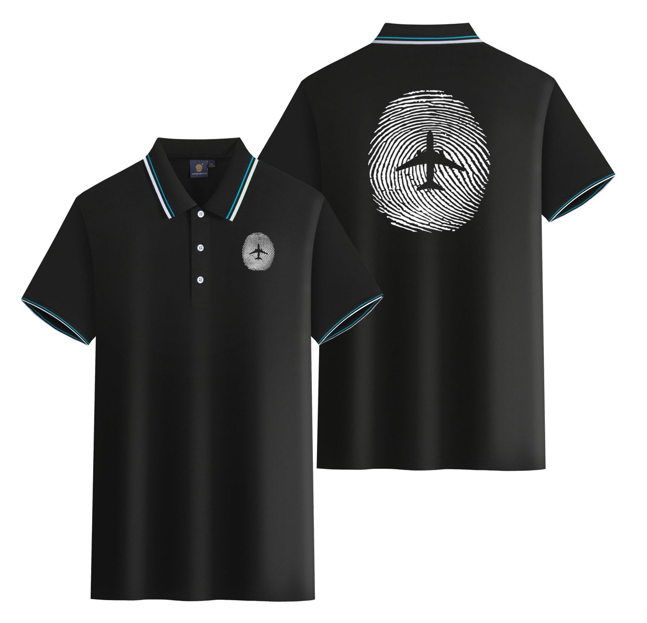 Aviation Finger Print Designed Stylish Polo T-Shirts (Double-Side)