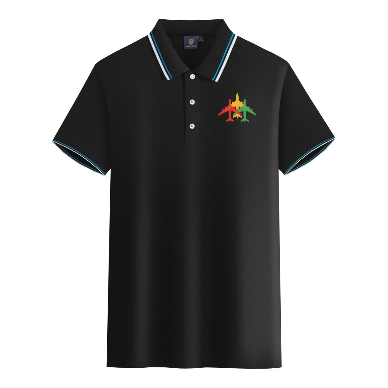 Colourful 3 Airplanes Designed Stylish Polo T-Shirts