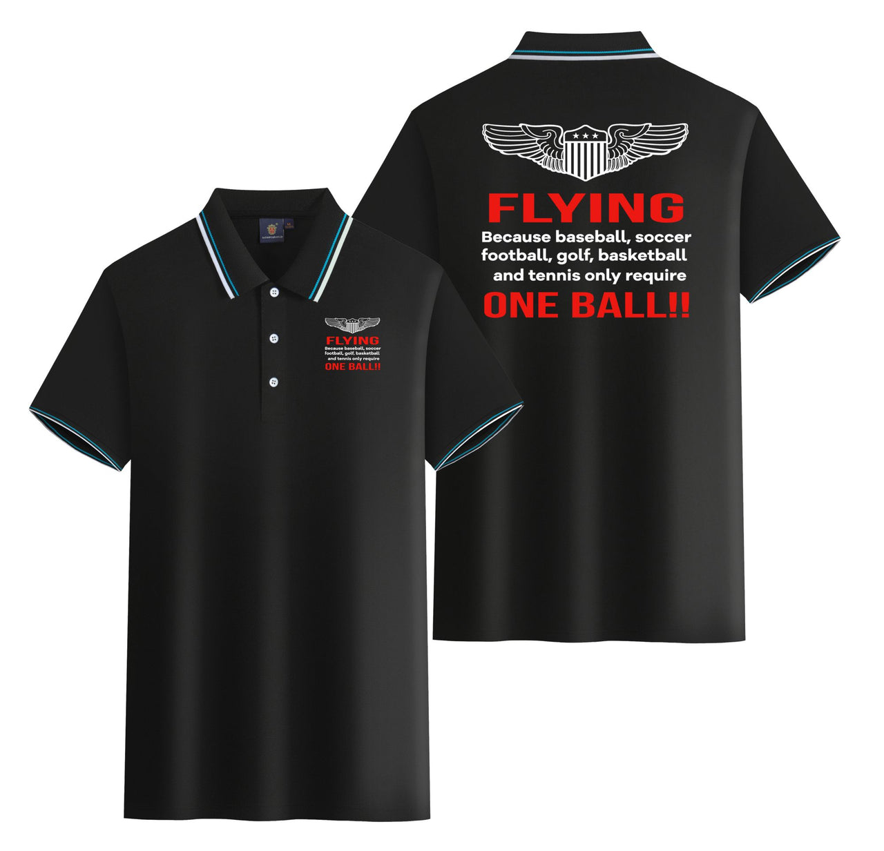 Flying One Ball Designed Stylish Polo T-Shirts (Double-Side)