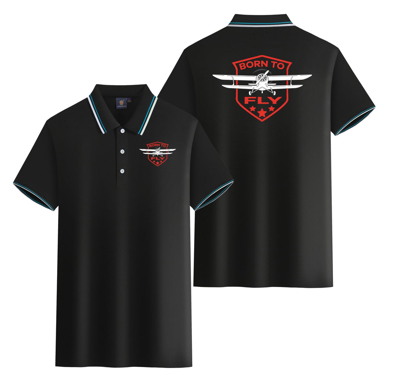 Super Born To Fly Designed Stylish Polo T-Shirts (Double-Side)