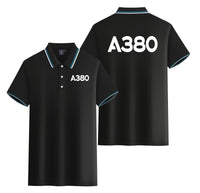Thumbnail for A380 Flat Text Designed Stylish Polo T-Shirts (Double-Side)