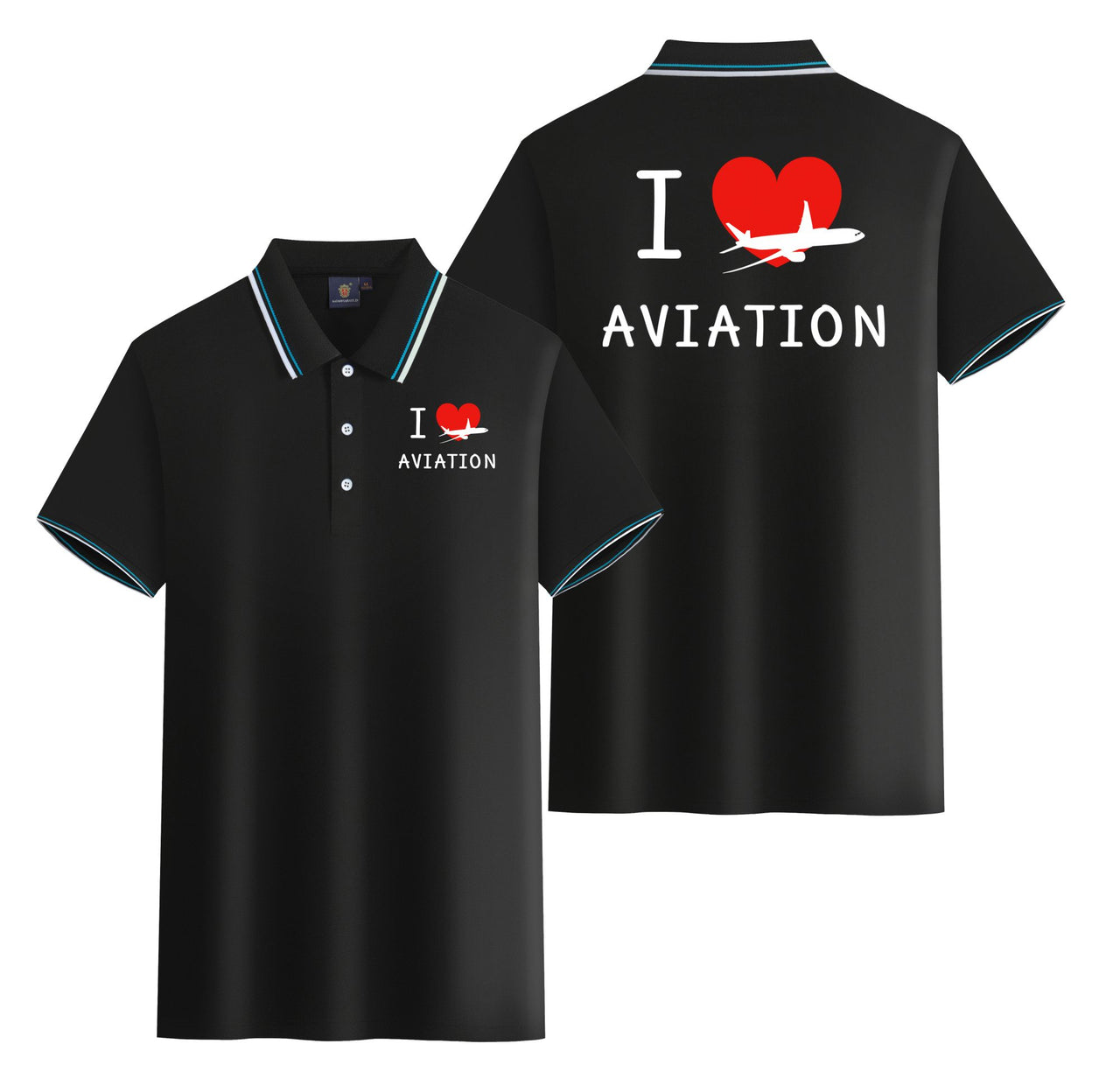 I Love Aviation Designed Stylish Polo T-Shirts (Double-Side)