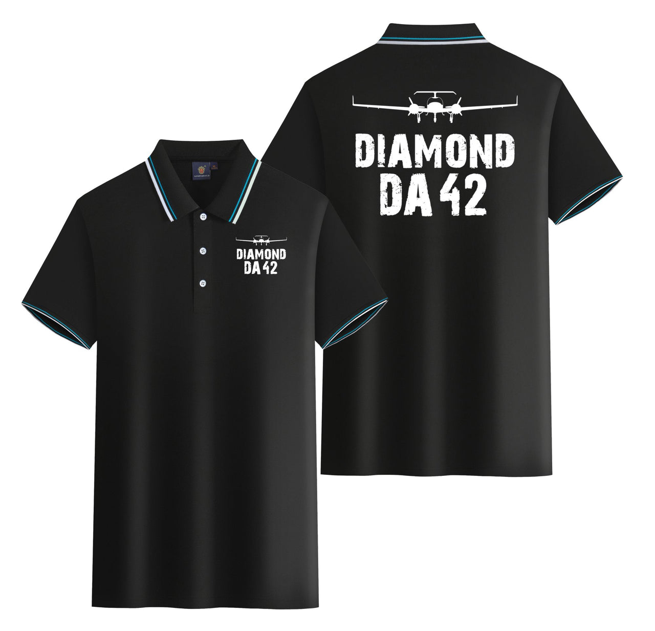 Diamond DA42 & Plane Designed Stylish Polo T-Shirts (Double-Side)