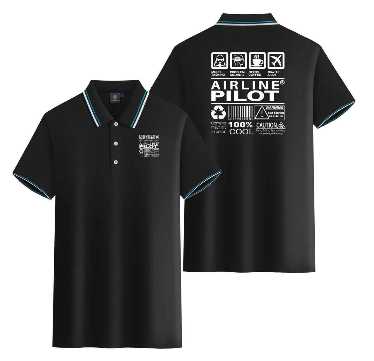Airline Pilot Label Designed Stylish Polo T-Shirts (Double-Side)