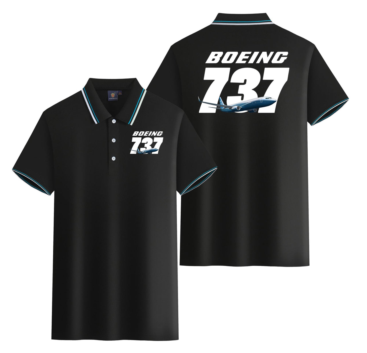 Super Boeing 737+Text Designed Stylish Polo T-Shirts (Double-Side)