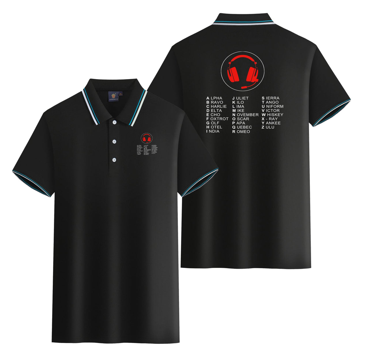 Aviation Alphabet 3 Designed Stylish Polo T-Shirts (Double-Side)