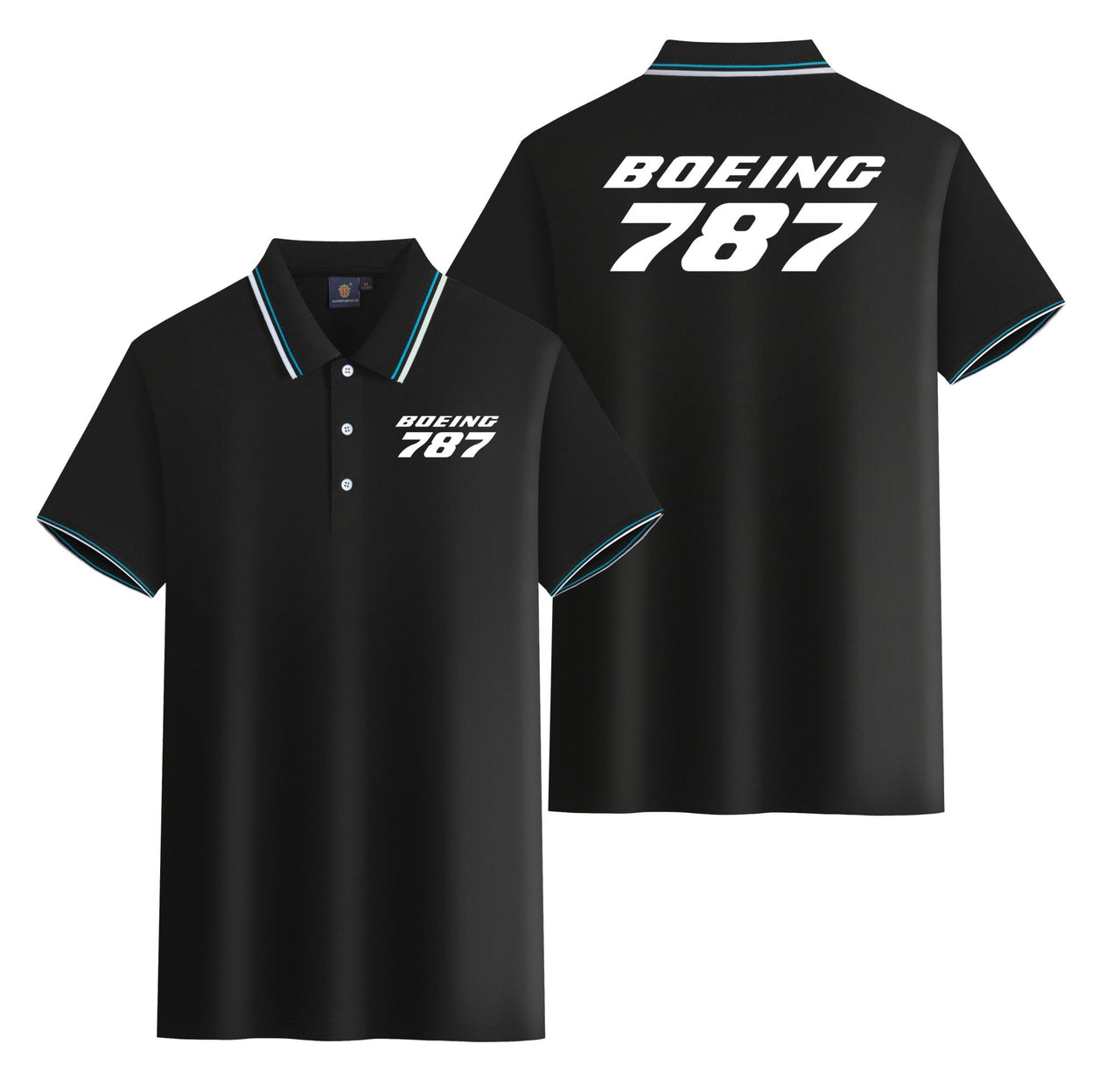 Boeing 787 & Text Designed Stylish Polo T-Shirts (Double-Side)