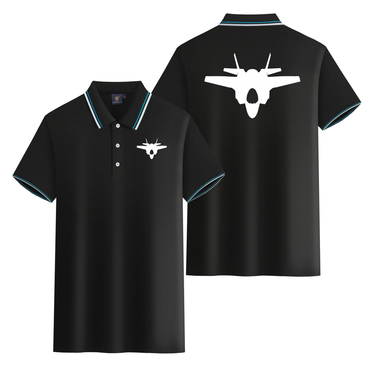 Fighter Jet 35 Silhouette Designed Stylish Polo T-Shirts (Double-Side)