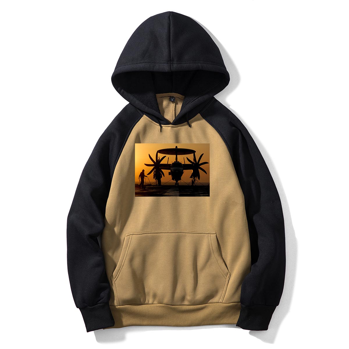 Military Plane at Sunset Designed Colourful Hoodies