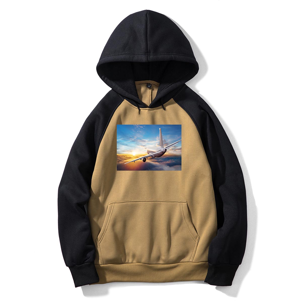 Airplane Flying over Big Buildings Designed Colourful Hoodies