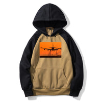 Thumbnail for Close up to Boeing 747 Landing at Sunset Designed Colourful Hoodies