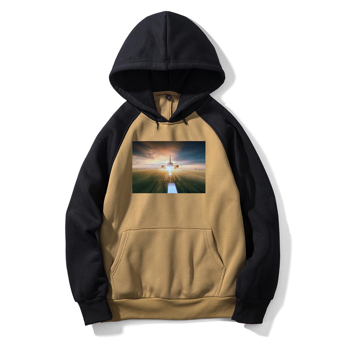 Airplane Flying Over Runway Designed Colourful Hoodies