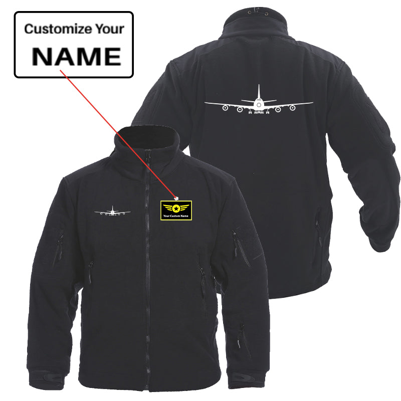 Boeing 747 Silhouette Designed Fleece Military Jackets (Customizable)
