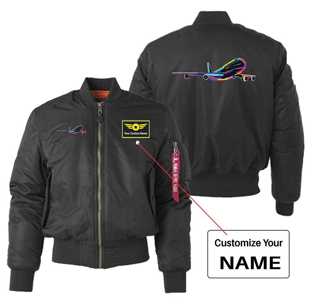 Multicolor Airplane Designed "Women" Bomber Jackets