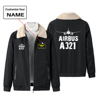 Thumbnail for Airbus A321 & Plane Designed Winter Bomber Jackets