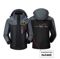 Thumbnail for Multicolor Airplane Designed Thick Winter Jackets