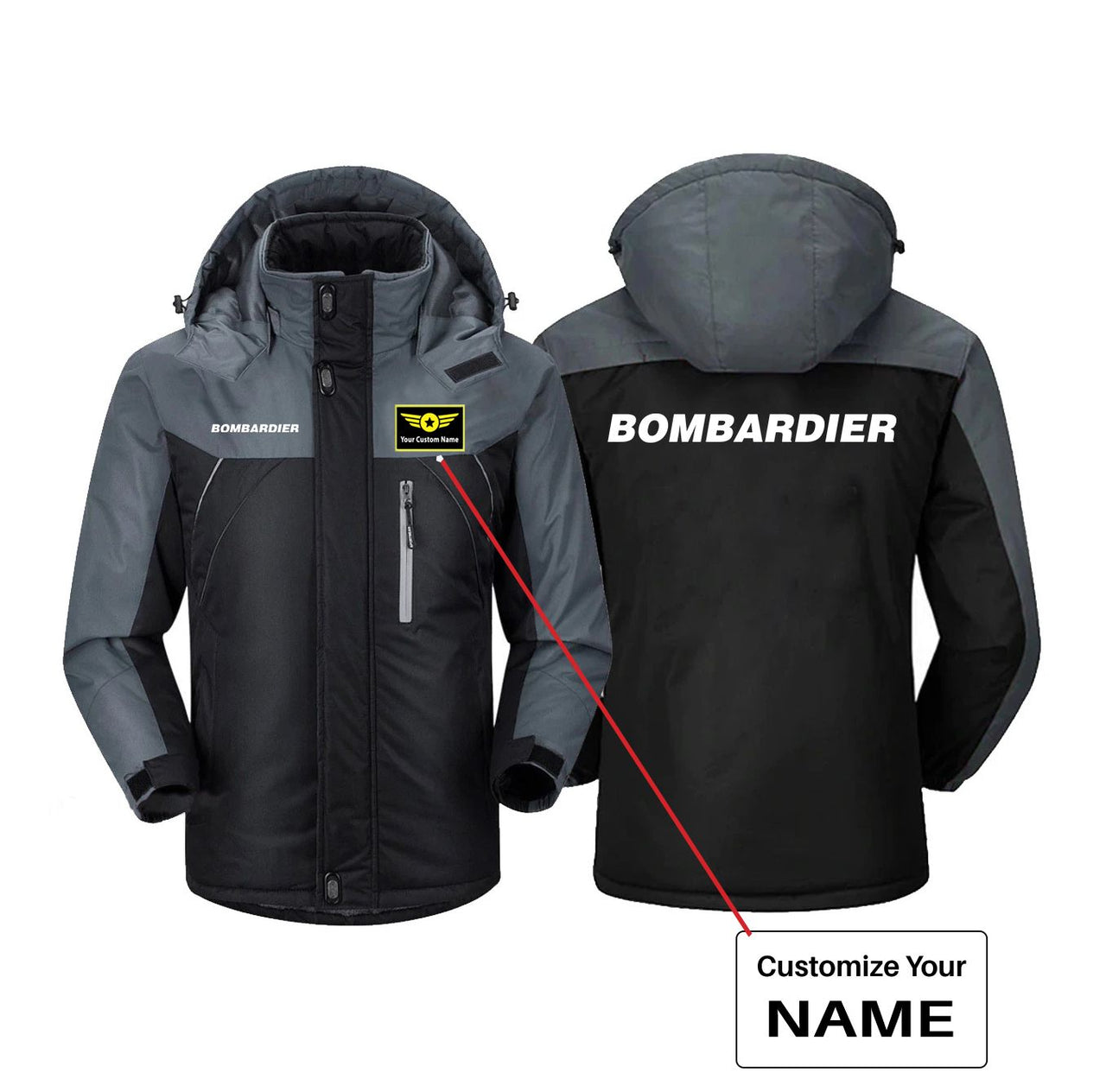 Bombardier & Text Designed Thick Winter Jackets
