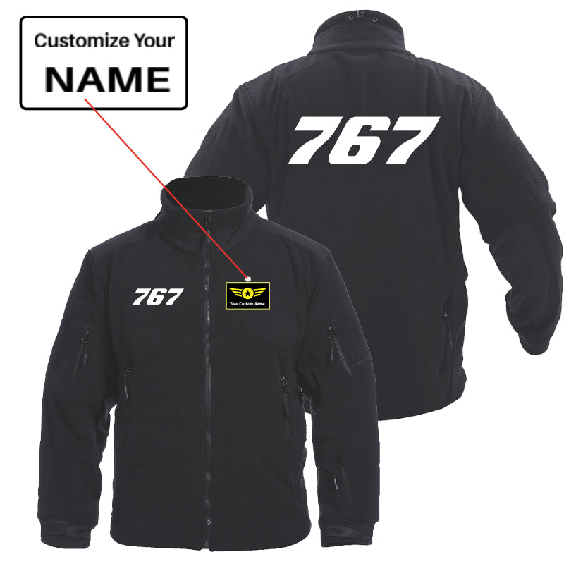 767 Flat Text Designed Fleece Military Jackets (Customizable)