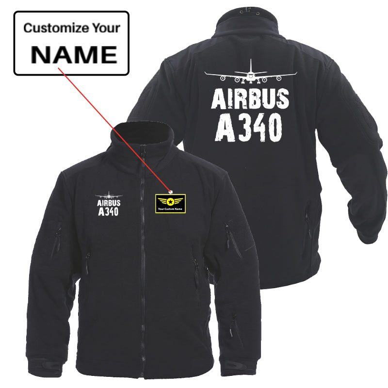 Airbus A340 & Plane Designed Fleece Military Jackets (Customizable)