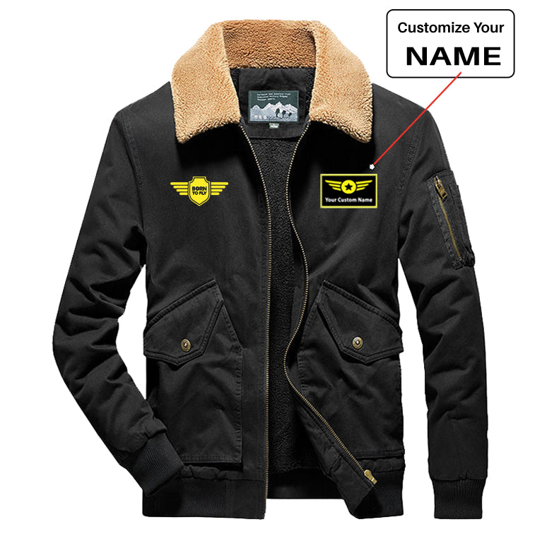 Born To Fly & Badge Designed Thick Bomber Jackets