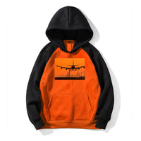 Thumbnail for Close up to Boeing 747 Landing at Sunset Designed Colourful Hoodies