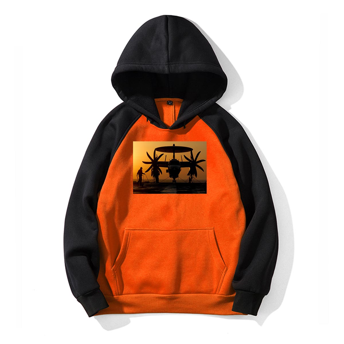 Military Plane at Sunset Designed Colourful Hoodies