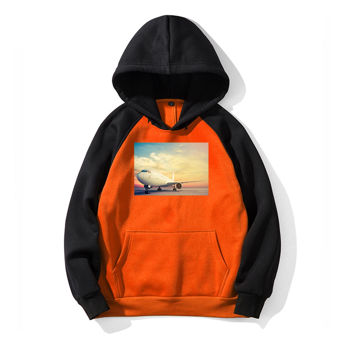 Old Airplane Parked During Sunset Designed Colourful Hoodies