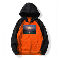 Thumbnail for Super Airbus A380 Landing During Sunset Designed Colourful Hoodies