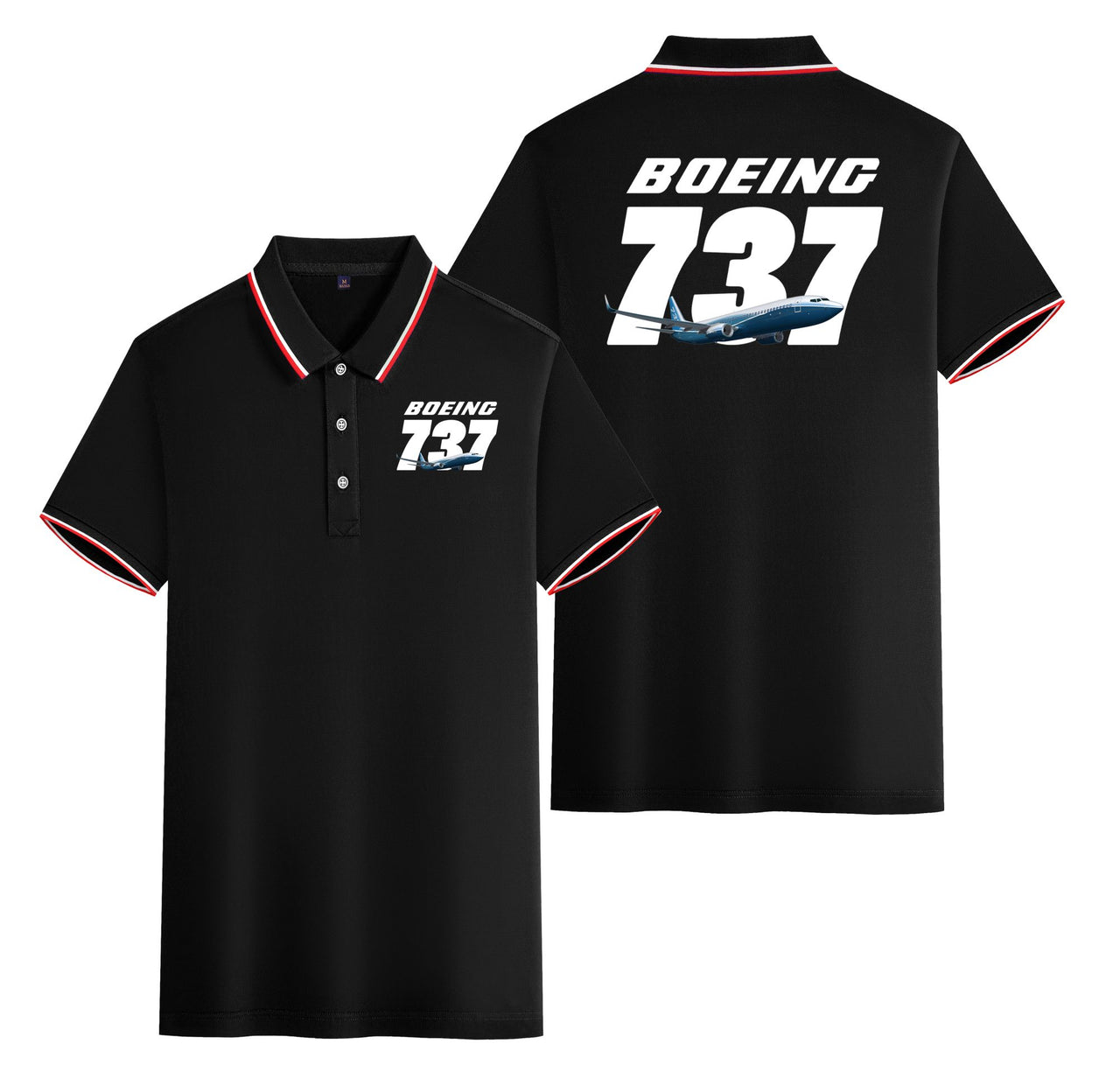 Super Boeing 737+Text Designed Stylish Polo T-Shirts (Double-Side)
