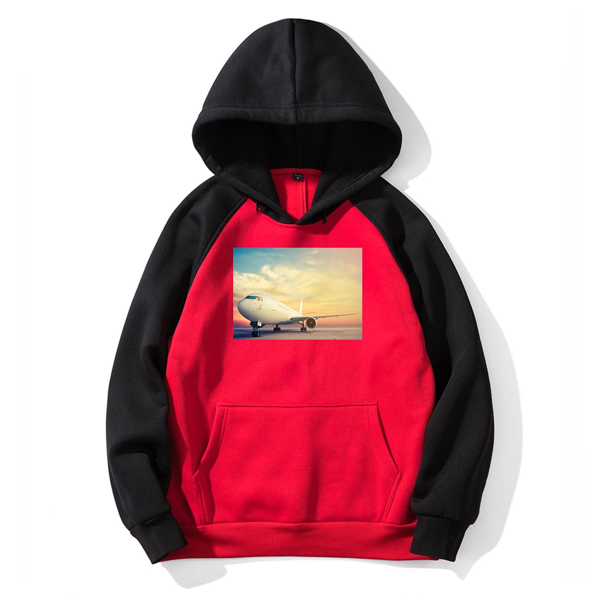 Old Airplane Parked During Sunset Designed Colourful Hoodies