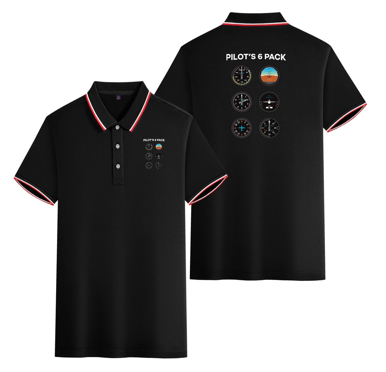 Pilot's 6 Pack Designed Stylish Polo T-Shirts (Double-Side)