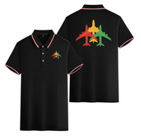 Thumbnail for Colourful 3 Airplanes Designed Stylish Polo T-Shirts (Double-Side)