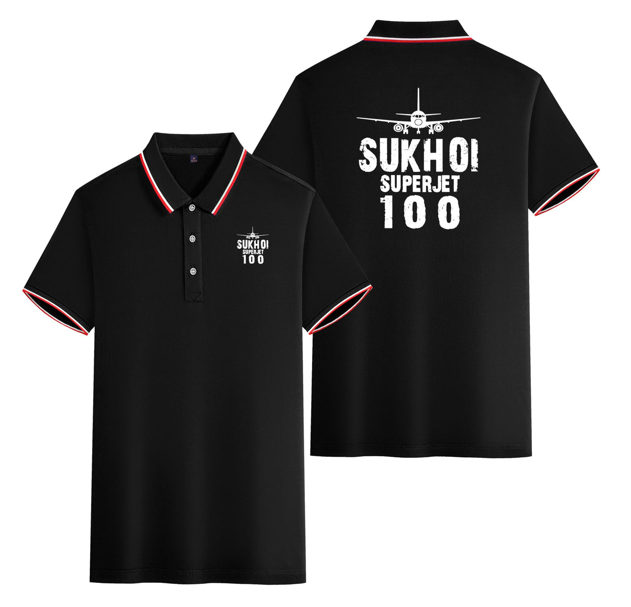 Sukhoi Superjet 100 & Plane Designed Stylish Polo T-Shirts (Double-Side)