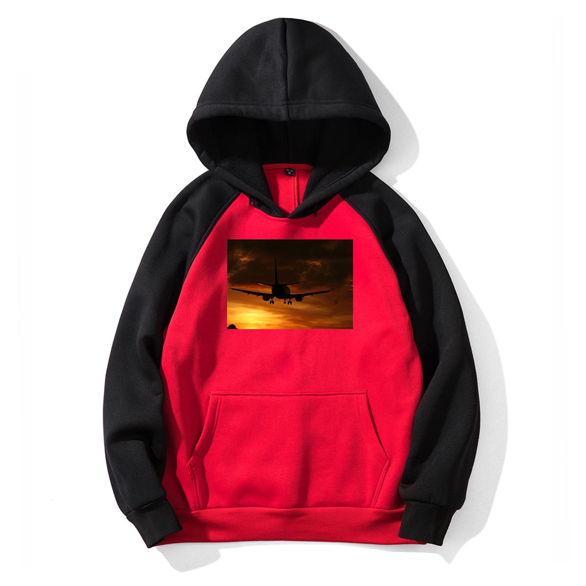 Beautiful Aircraft Landing at Sunset Designed Colourful Hoodies