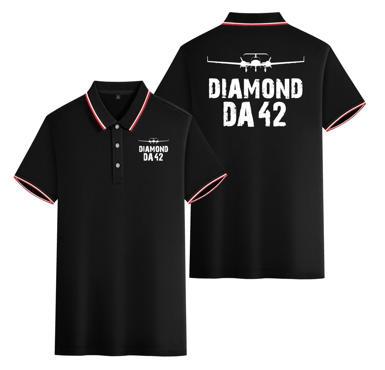Diamond DA42 & Plane Designed Stylish Polo T-Shirts (Double-Side)